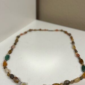 Handmade Mixed Agate Gemstone Beaded Necklace | Earth Tone Stone Jewelry